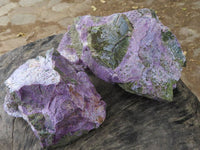 Natural Silky Purple Stichtite With Green Serpentine Specimens  x 3 From Barberton, South Africa - TopRock