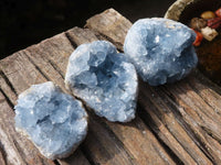 Natural Blue Celestite Crystal Specimens  x 3 From Sakoany, Madagascar - Toprock Gemstones and Minerals 