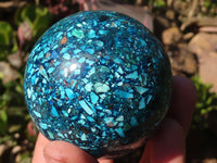 Polished Conglomerate Chrysocolla Spheres With Azurite & Malachite x 2 From Congo