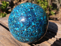 Polished Conglomerate Chrysocolla Spheres With Azurite & Malachite x 2 From Congo