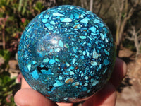 Polished Conglomerate Chrysocolla Spheres With Azurite & Malachite x 2 From Congo