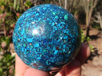 Polished Conglomerate Chrysocolla Spheres With Azurite & Malachite x 2 From Congo