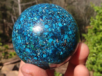 Polished Conglomerate Chrysocolla Spheres With Azurite & Malachite x 2 From Congo