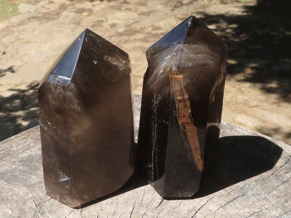 Polished Smokey Morion Quartz Points  x 2 From Madagascar - TopRock