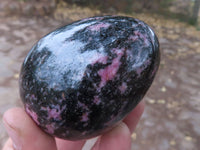 Polished Pink Rhodonite & Black Chromite Eggs  x 4 From Ambindavato, Madagascar - TopRock