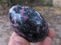 Polished Pink Rhodonite & Black Chromite Eggs  x 4 From Ambindavato, Madagascar - TopRock