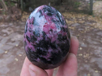 Polished Pink Rhodonite & Black Chromite Eggs  x 4 From Ambindavato, Madagascar - TopRock