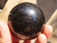 Polished Schorl Black Tourmaline Spheres x 3 From Madagascar