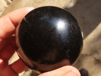 Polished Schorl Black Tourmaline Spheres x 3 From Madagascar