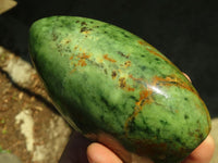 Polished Green Chrysoprase Standing Free Forms  x 2 From Madagascar