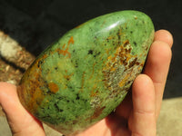 Polished Green Chrysoprase Standing Free Forms  x 2 From Madagascar