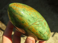 Polished Green Chrysoprase Standing Free Forms  x 2 From Madagascar