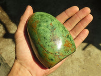 Polished Green Chrysoprase Standing Free Forms  x 2 From Madagascar