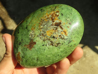 Polished Green Chrysoprase Standing Free Forms  x 2 From Madagascar