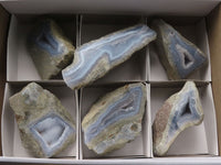 Polished One Side Polished Blue Lace Agate Specimens  x 6 From Malawi - TopRock