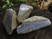 Polished One Side Polished Blue Lace Agate Specimens  x 6 From Malawi - TopRock