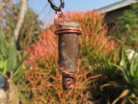 Polished Belemnite Bullet Fossil Rostrums In Copper Art Wire Wrap Pendant - sold per piece From Madagascar - TopRock