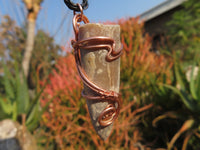 Polished Belemnite Bullet Fossil Rostrums In Copper Art Wire Wrap Pendant - sold per piece From Madagascar - TopRock