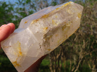 Polished Sceptre Window Crystal & Tourmalinated Crystal Point x 2 From Madagascar - TopRock