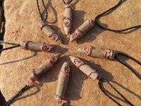 Polished Belemnite Bullet Fossil Rostrums In Copper Art Wire Wrap Pendant - sold per piece From Madagascar - TopRock