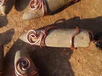 Polished Belemnite Bullet Fossil Rostrums In Copper Art Wire Wrap Pendant - sold per piece From Madagascar - TopRock