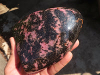 Polished Pink & Black Rhodonite Standing Free Form x 1 From Madagascar