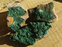 Natural Beautiful Crystalline Malachite Specimens  x 3 From Congo