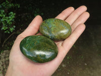 Polished Green Verdite Palm Stones  x 12 From Zimbabwe - TopRock