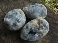 Polished Blue Celestite Crystal Egg Geodes  x 3 From Sakoany, Madagascar - TopRock