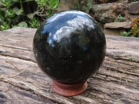 Polished Extra Large Labradorite Sphere & Palisandre Rose Wood Stand  x 2 From Madagascar - TopRock