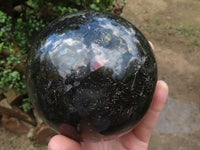 Polished Extra Large Labradorite Sphere & Palisandre Rose Wood Stand  x 2 From Madagascar - TopRock