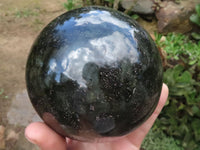 Polished Extra Large Labradorite Sphere & Palisandre Rose Wood Stand  x 2 From Madagascar - TopRock