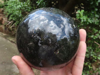 Polished Extra Large Labradorite Sphere & Palisandre Rose Wood Stand  x 2 From Madagascar - TopRock