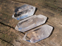 Polished Small Double Terminated Clear & Rainbow Veil Quartz Crystals  x 24 From Madagascar - TopRock