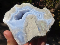 Polished One Side Polished Blue Lace Agate Specimens  x 6 From Nsanje, Malawi