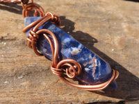 Polished Copper Wire Wrapped Sodalite Pendants x 6 From Namibia