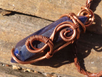 Polished Copper Wire Wrapped Sodalite Pendants x 6 From Namibia