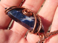 Polished Copper Wire Wrapped Sodalite Pendants x 6 From Namibia