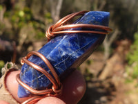 Polished Copper Wire Wrapped Sodalite Pendants x 6 From Namibia