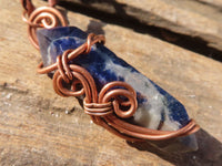 Polished Copper Wire Wrapped Sodalite Pendants x 6 From Namibia