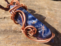 Polished Copper Wire Wrapped Sodalite Pendants x 6 From Namibia