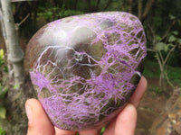 Polished Stichtite & Serpentine Standing Free Forms With Silky Purple Threads  x 2 From Barberton, South Africa - Toprock Gemstones and Minerals 