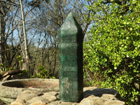 Polished Emerald Fuchsite Quartz Point With Golden Pyrite Patterns  x 1 From Madagascar