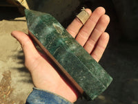 Polished Emerald Fuchsite Quartz Point With Golden Pyrite Patterns  x 1 From Madagascar