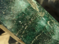 Polished Emerald Fuchsite Quartz Point With Golden Pyrite Patterns  x 1 From Madagascar