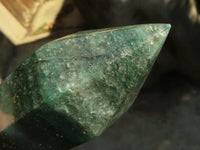 Polished Emerald Fuchsite Quartz Point With Golden Pyrite Patterns  x 1 From Madagascar