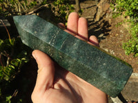 Polished Emerald Fuchsite Quartz Point With Golden Pyrite Patterns  x 1 From Madagascar