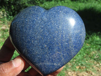 Polished Medium Sized Lazulite Hearts x 4 From Madagascar - TopRock