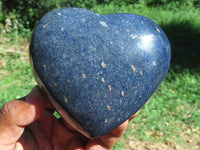 Polished Medium Sized Lazulite Hearts x 4 From Madagascar - TopRock