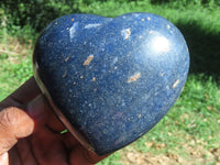 Polished Medium Sized Lazulite Hearts x 4 From Madagascar - TopRock